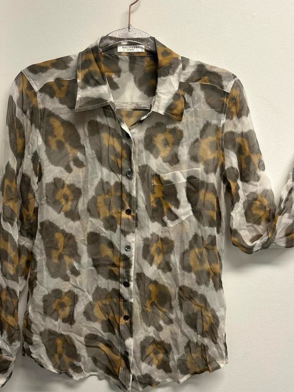 Equipment Femme animal leopard print silk chiffon blouse